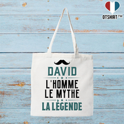 Tote bag coton recyclé david l'homme le mythe la légende