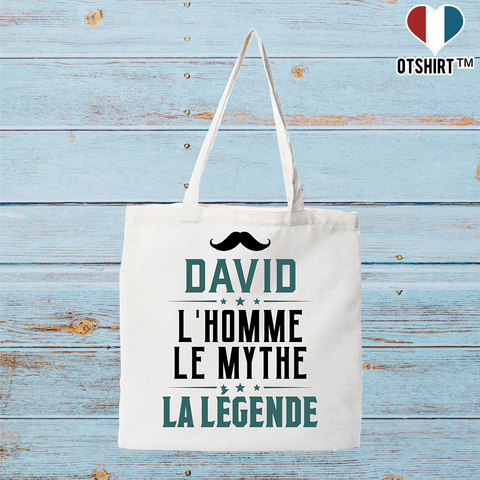 Tote bag coton recyclé david l'homme le mythe la légende