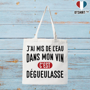 Tote bag coton recyclé de l'eau dans mon vin