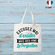 Tote bag coton recyclé dieu aime la perfection