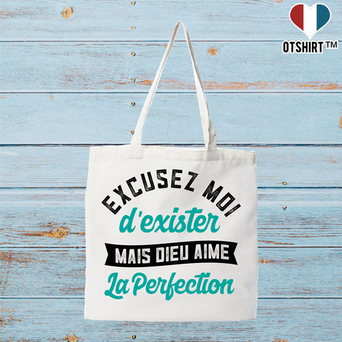 Tote bag coton recyclé dieu aime la perfection