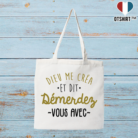 Tote bag coton recyclé dieu me créa