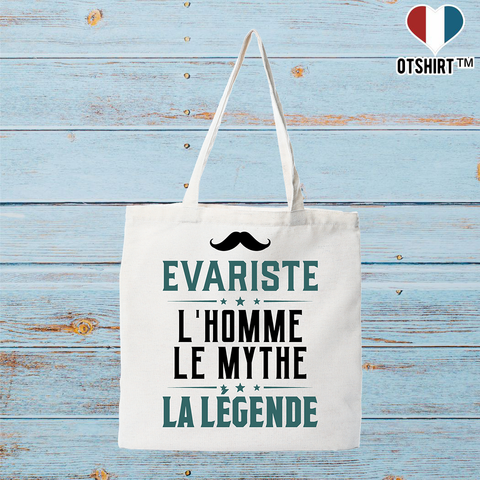 Tote bag coton recyclé evariste l'homme le mythe la légende