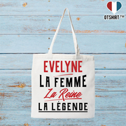 Tote bag coton recyclé evelyne la femme la reine la légende