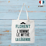 Tote bag coton recyclé florent l'homme le mythe la légende
