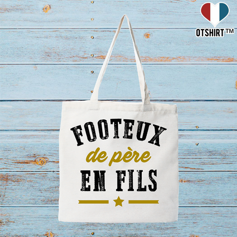 Tote bag coton recyclé footeux de père en fils