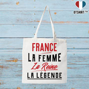 Tote bag coton recyclé france la femme la reine la légende