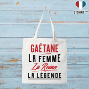 Tote bag coton recyclé gaétane la femme la reine la légende