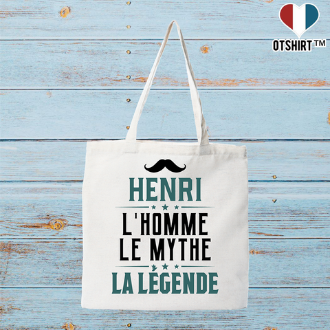 Tote bag coton recyclé henri l'homme le mythe la légende