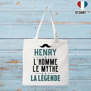 Tote bag coton recyclé henry l'homme le mythe la légende