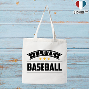 Tote bag coton recyclé i love baseball