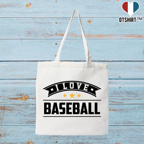 Tote bag coton recyclé i love baseball