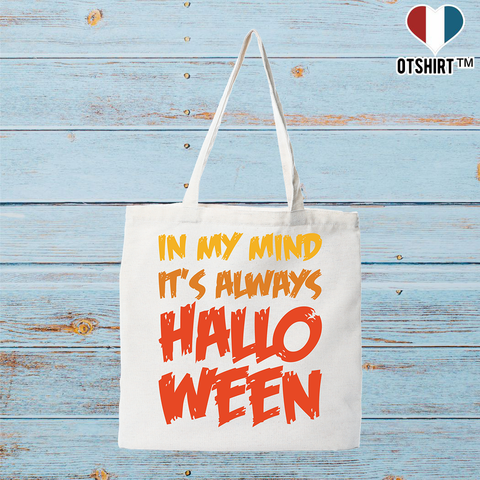 Tote bag coton recyclé it's always halloween