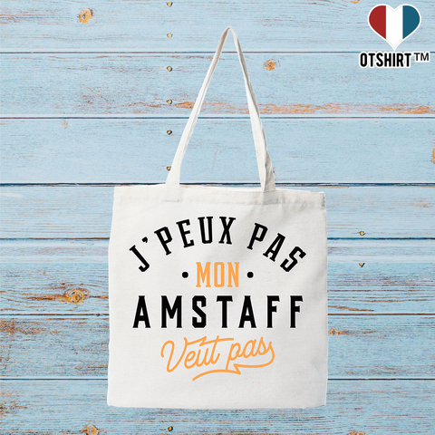 Tote bag coton recyclé j peux pas amstaff