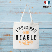 Tote bag coton recyclé j peux pas beagle