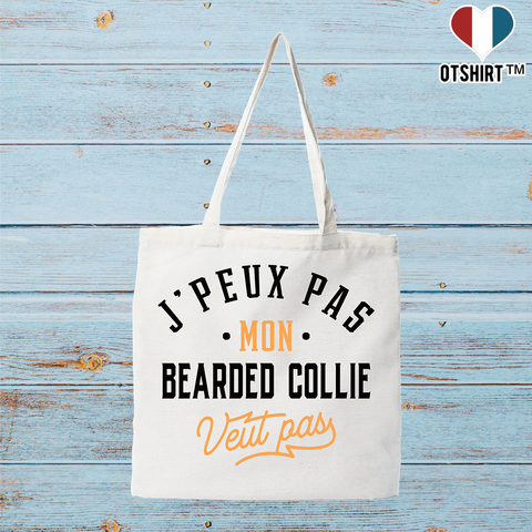 Tote bag coton recyclé j peux pas bearded collie