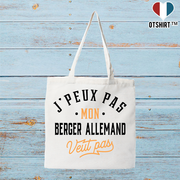 Tote bag coton recyclé j peux pas berger allemand