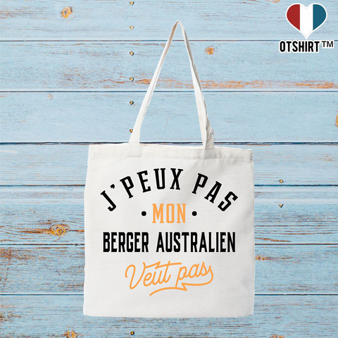 Tote bag coton recyclé j peux pas berger australien