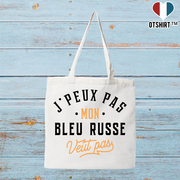 Tote bag coton recyclé j peux pas bleu russe