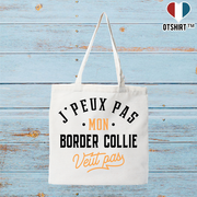 Tote bag coton recyclé j peux pas border collie