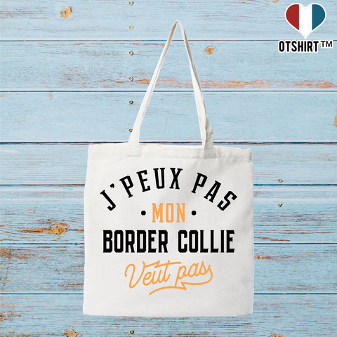 Tote bag coton recyclé j peux pas border collie