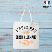 Tote bag coton recyclé j peux pas boxer allemand
