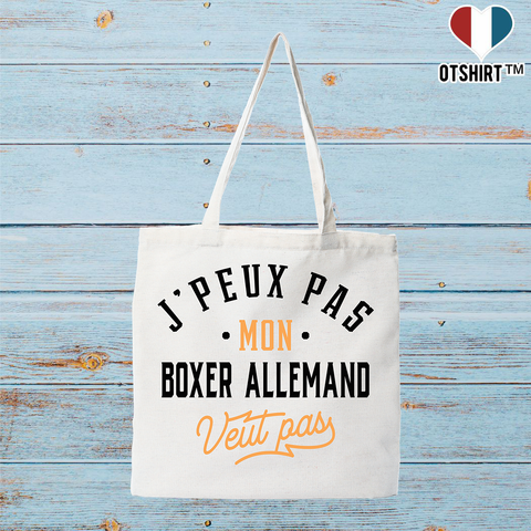 Tote bag coton recyclé j peux pas boxer allemand