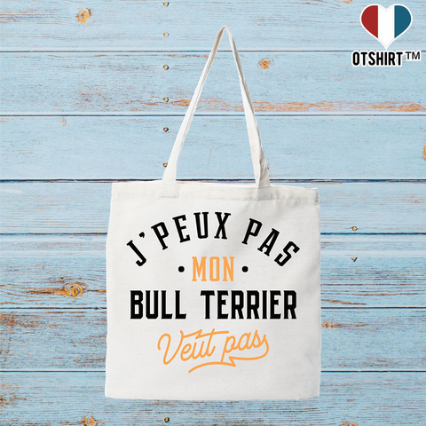 Tote bag coton recyclé j peux pas bull terrier