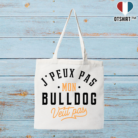Tote bag coton recyclé j peux pas bulldog