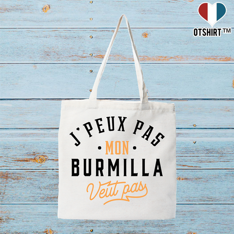 Tote bag coton recyclé j peux pas burmilla