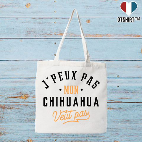 Tote bag coton recyclé j peux pas chihuahua