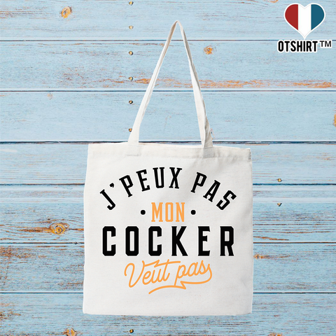 Tote bag coton recyclé j peux pas cocker