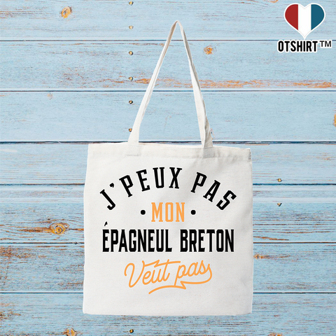 Tote bag coton recyclé j peux pas epagneul breton