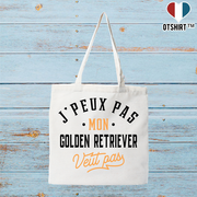 Tote bag coton recyclé j peux pas golden retriever