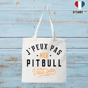 Tote bag coton recyclé j peux pas pitbull