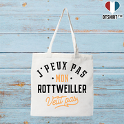 Tote bag coton recyclé j peux pas rottweiller