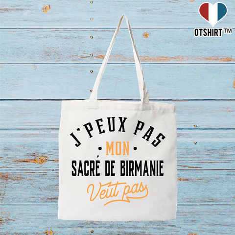 Tote bag coton recyclé j peux pas sacre de birmanie
