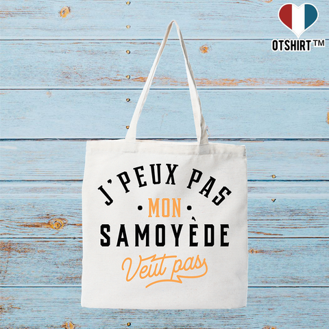 Tote bag coton recyclé j peux pas samoyede
