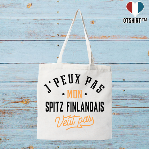 Tote bag coton recyclé j peux pas spitz finlandais