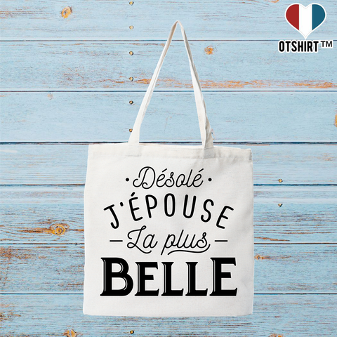 Tote bag coton recyclé j'épouse la plus belle