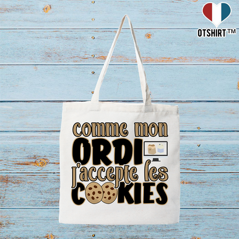 Tote bag coton recyclé j'accepte les cookies 2
