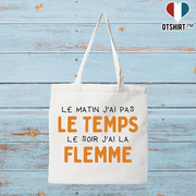 Tote bag coton recyclé j'ai la flemme