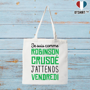 Tote bag coton recyclé j'attends vendredi