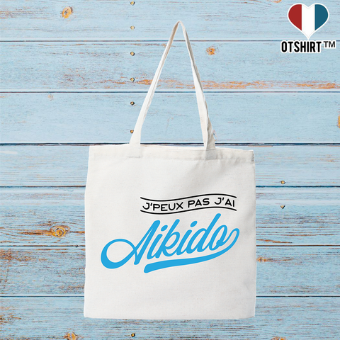 Tote bag coton recyclé j'peux pas j'ai aïkido