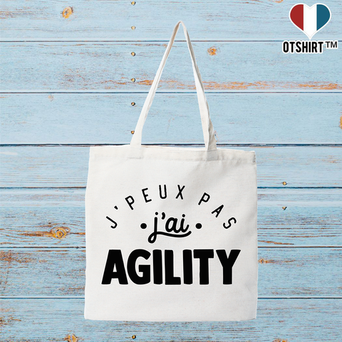 Tote bag coton recyclé j'peux pas j'ai agility 2