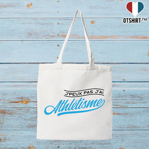 Tote bag coton recyclé j'peux pas j'ai athlétisme