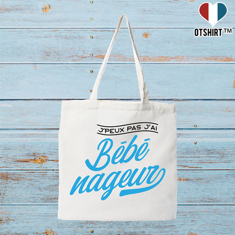 Tote bag coton recyclé j'peux pas j'ai bébé nageur