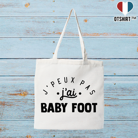 Tote bag coton recyclé j'peux pas j'ai baby foot 2