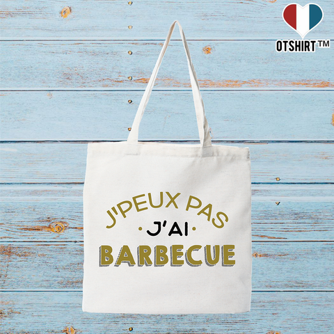 Tote bag coton recyclé j'peux pas j'ai barbecue