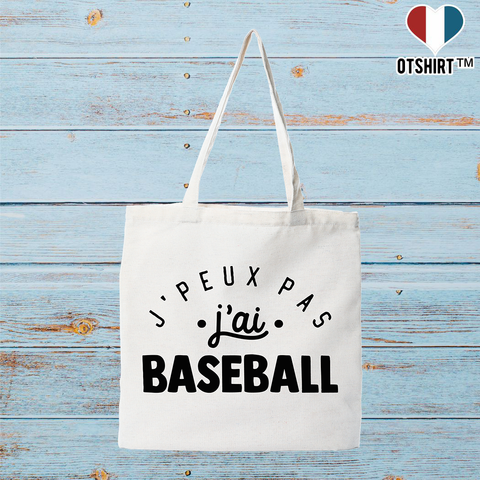 Tote bag coton recyclé j'peux pas j'ai baseball 2